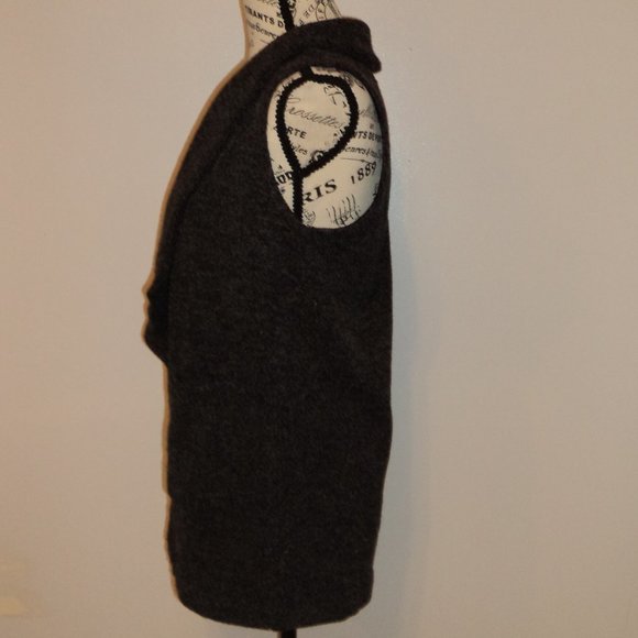 Loft Women's Size Small Sweater Vest Black Gray Sleeveless Pockets Collar - Picture 3 of 8